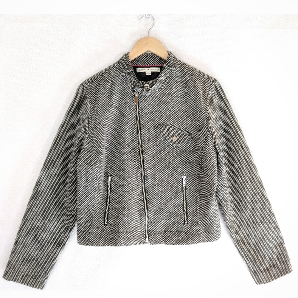 Tommy Hilfiger Women's Tweed Moto Jacket Size XL
